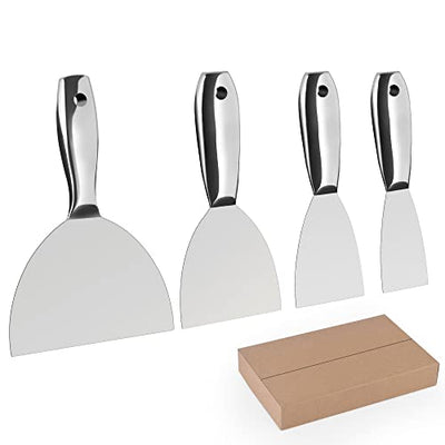 Putty Knife Set,4 PCS 2",3",4",6" One Piece Premium Polished All-Stainless Steel Scraper Tool for Drywall Finishing,Professional Grade Putty Blade