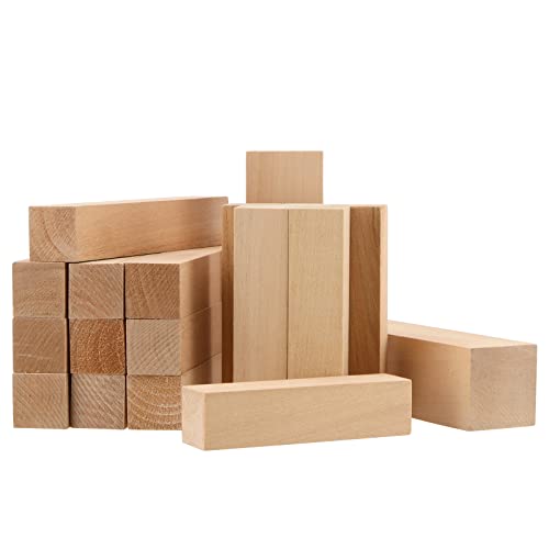 MANCHAP 20 PCS 3 Sizes Basswood Carving Blocks, Soft Solid Unfinished Wood Whittling Blocks, Wood Blocks Set for Carving and Whittling - WoodArtSupply