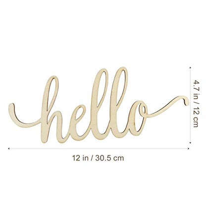 BESPORTBLE 1PC Hello Wood Sign Wooden Hanging Decorative Sign Unfinished Vintage Decorative Welcome Door Sign Plaque for Home Office Store Shop Hotel