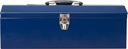 TCE ATB101U Torin 19" Hip Roof Style Portable Steel Tool Box with Metal Latch Closure and Removable Storage Tray, Blue - WoodArtSupply