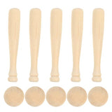 Toyvian Unfinished Mini Wooden Baseball Bats and Balls Unpainted Wood Baseball Bats for Scrapbooking and DIY Craft Projects Toyvian