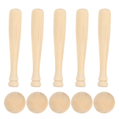 Toyvian Unfinished Mini Wooden Baseball Bats and Balls Unpainted Wood Baseball Bats for Scrapbooking and DIY Craft Projects - WoodArtSupply