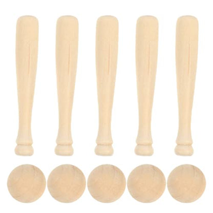 Toyvian Unfinished Mini Wooden Baseball Bats and Balls Unpainted Wood Baseball Bats for Scrapbooking and DIY Craft Projects - WoodArtSupply