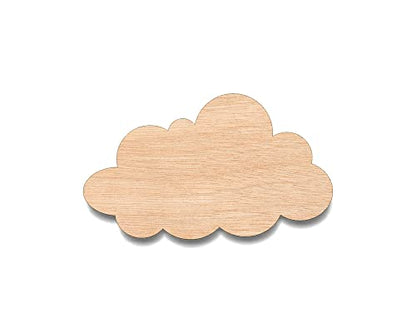 Unfinished Wood for Crafts - Cloud Shape - Large & Small - Pick Size - Unfinished Wood Cutout Shapes Rain Storm Nursery Room Night Moon Stars -