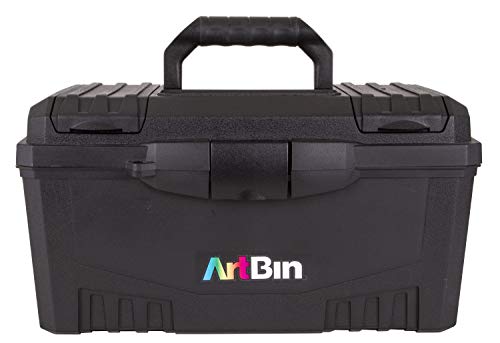 ArtBin 6918AB Twin Top 17 inch Supply Box, Portable Art & Craft Supply Organizer with Handle, [1] Plastic Storage Case, Black ArtBin