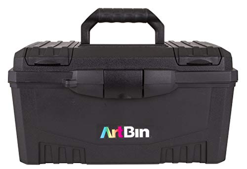 ArtBin 6918AB Twin Top 17 inch Supply Box, Portable Art & Craft Supply Organizer with Handle, [1] Plastic Storage Case, Black