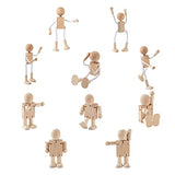 Craftdady 10pcs Unfinished Wooden Robot Bodies Joint Adjustable Wood Figures Peg Dolls for DIY Art Crafts Painting Party Home Decor 2 Styles Craftdady
