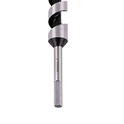 SOMADA 1-Inch x 12-Inch Auger Drill Bit for Wood, Hex Shank 3/8-Inch, Ship Auger Long Drill Bit for Soft and Hard Wood, Plastic, Drywall and SOMADA