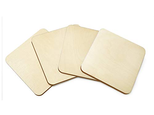 Wood Coaster Set - Square Shape - Natural Unpainted DIY Crafts- Set of 4 CraftMedley