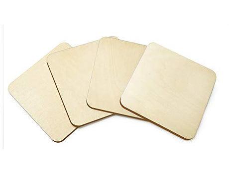 Wood Coaster Set - Square Shape - Natural Unpainted DIY Crafts- Set of 4 CraftMedley