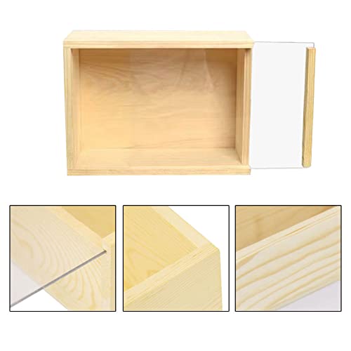 YCOSAN 6 Pack Unfinished Wood Boxes - 6.3 x 4.9 x 1.8 Inch Wood Boxes, Wooden Boxes for Crafts, Small Craft Wooden Box with Sliding Transparency Lid YCOSAN