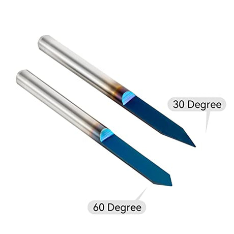 V Groove Router Bits 1/8" Shank CNC Wood Carving Bits 10pcs 30°& 60°Engraving Bits Nano Blue Coat Solid Carbide CNC Router Bits for 2D&3D Sculpture YOKISHUN