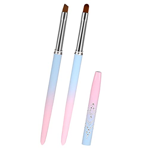 Sliverdew Nail Art Clean Up Brush, 2Pcs Round&Angled Nail Polish Clean Up Brush for Cleaning Fingernails, Professional Nail Painting Brushes for Nail - WoodArtSupply