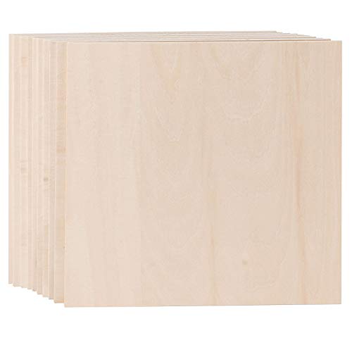 ZOENHOU 10 PCS 10 x 10 x 1/8 Inch Basswood Sheets, Thin Wood Sheets, Square Unfinished Wood Boards for DIY Crafts Projects Painting Decoration - WoodArtSupply