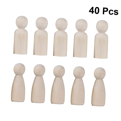 COHEALI 40pcs Blank Wood Puppet Art Craft Wood Peg Wood People Figure Peg Doll Toy Unfinished Wood Dolls Peg Doll Kit Toys for Kids Unfinished DIY COHEALI