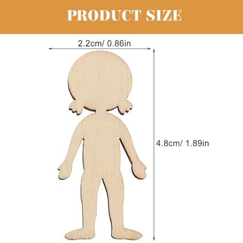VOSAREA 50pcs Wood People Cutouts Unfinished Girl Hanging Ornaments Wood Man Shapes Blank Wooden Slices DIY People Craft Gift Tags for DIY Crafts