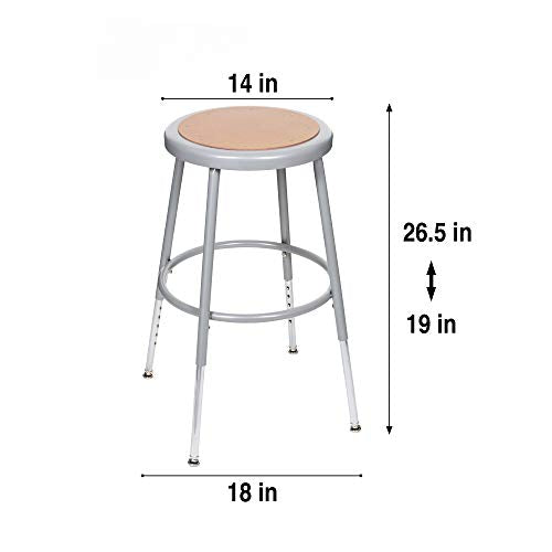 OEF Furnishings (2 Pack) Height Adjustable Grey Shop Stool, 18-27" High - WoodArtSupply