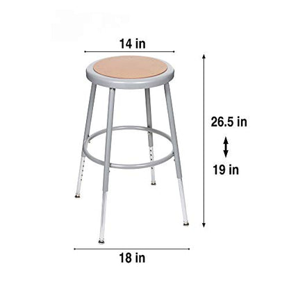 OEF Furnishings (2 Pack) Height Adjustable Grey Shop Stool, 18-27" High - WoodArtSupply