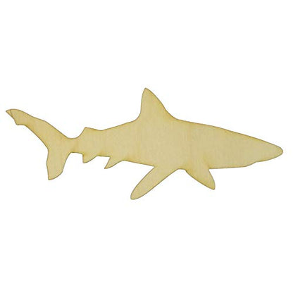 Unfinished Shark Wood Cut Out Available in a Variety of Sizes and Thicknesses (1/4” Thickness, Large 12" x 4.75" (Sold Individually)) - WoodArtSupply