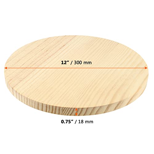 SINJEUN 2 Pack 12 Inches Round Wood Plaque, 3/4 Inch Thick Blank Wooden Hanging Sign, Unfinished Wood Boards with Hanging Hole for DIY Crafts