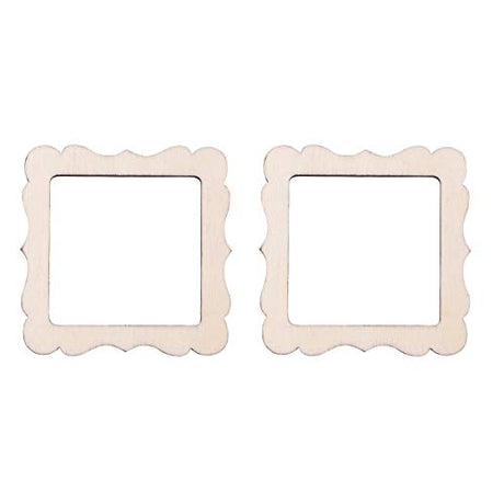 Amosfun 10pcs Lace Square Photo Frame Shape Wooden Pieces Cutouts Craft Embellishments Wood Ornament Manual Accessories for DIY Art Amosfun