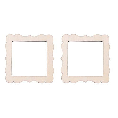 Amosfun 10pcs Lace Square Photo Frame Shape Wooden Pieces Cutouts Craft Embellishments Wood Ornament Manual Accessories for DIY Art