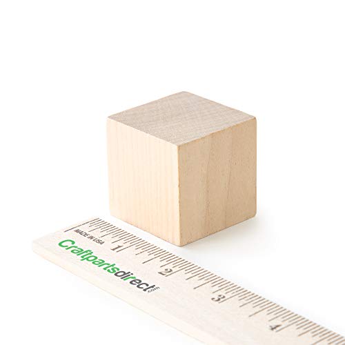 1.5 inch Wood Blocks | Natural Unfinished Craft Wooden Cubes -by CraftpartsDirect.com | Bag of 10