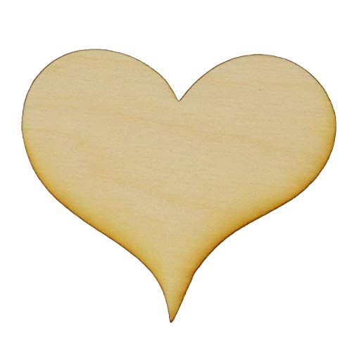 Unfinished Love Heart Wood Cut Out Available in a Variety of Sizes and Thicknesses (1/8” Thickness, Small 4.5" x 4" (Package of 10)) - WoodArtSupply