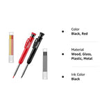 Hiboom 2 Pack Solid Carpenter Pencil with 14 Refill, Long Nosed Deep Hole Mechanical Pencil Marker with Built-in Sharpener for Carpenter Woodworking Hiboom