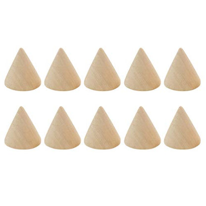 10pcs Unpainted Wooden Cones Ring Holder Jewelry Display Stand DIY Craft