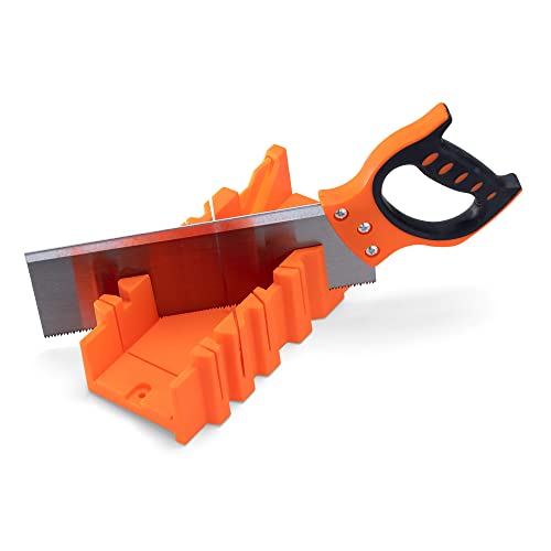Navaris Miter Box with Saw - Mitre Box with 12" Hand Saw Cutter Tool Included for Cutting Wood Woodwork - Angle Cutter for Joinery Navaris