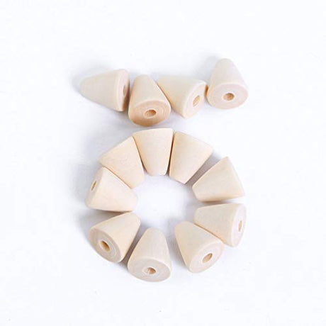 HEALLILY Natural Wood Beads Cone Shaped Beads Wooden Loose Spacer Beads for DIY Craft Handmade Jewelry Accessories 50Pcs HEALLILY