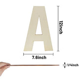 Wooden Letters 12 Inch, Big Wooden Letter A Shapes Cutouts Blank Unfinished Large Wood Alphabet Letters for DIY Crafts Wall Decor Painting Wedding Hongma