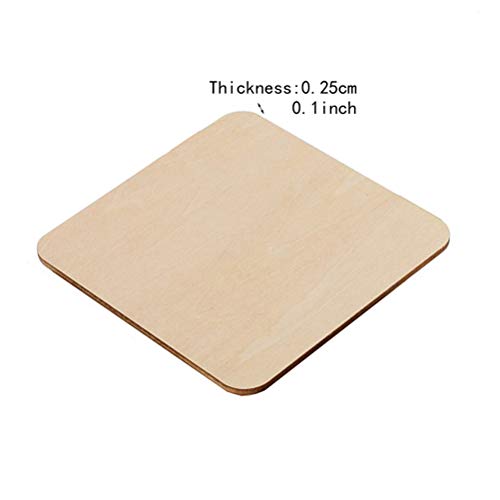 LIOOBO 50pcs Wooden Slice Blank Cutout Square House Ornaments Square Blank Wooden Flat Ornaments Wooden Squares Cutout Tiles Natural Wood Decor - WoodArtSupply