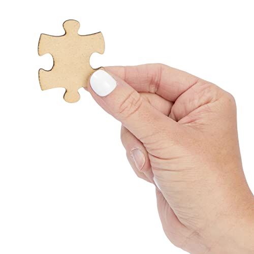 100 Blank Wooden Puzzle Pieces for Crafts, DIY Art Projects, Unfinished Customizable Jigsaw Wood Puzzle to Draw On