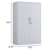 iJINGUR Metal Storage Cabinet with Locking Doors and 3 Adjustable Shelves, 53.5-Inch Tall Lockable Steel Storage Cabinets for Home Office Garage iJINGUR