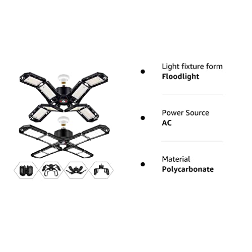 2 Pack LED Garage Light,Super Bright Screw in E26/E27 Ceiling Shop Work Lamp, 150W 15000 Lumen Deformable Basement Bulb Fixture with 8 Adjustable - WoodArtSupply