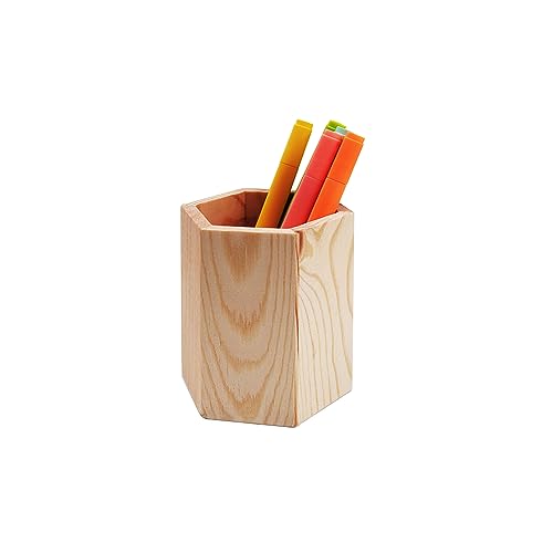 ZUFECY DIY Wooden Pencil Holder, Desktop Organizer Storage Case Stationery, Desk Accessories Makeup Brush Holder for School Home Office Supplies - WoodArtSupply