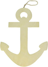 Darice Unfinished Wooden Anchor Decor Measures 8.75 inches by 11 inches Wall Hanger, Natural Darice
