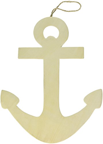 Darice Unfinished Wooden Anchor Decor Measures 8.75 inches by 11 inches Wall Hanger, Natural Darice