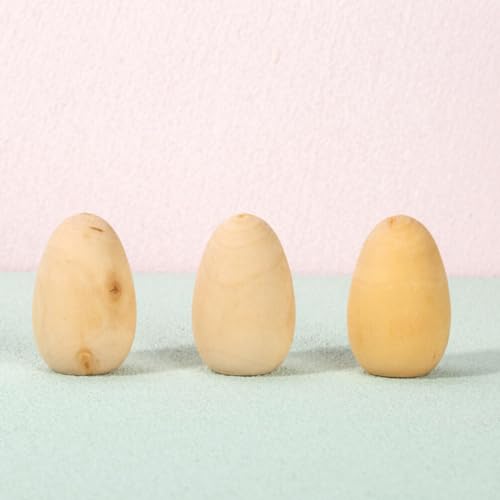 Holibanna Unfinished Wooden Easter Eggs 4pcs Standable Flat Bottom Fake Eggs Unpainted Easter Egg Ornaments for Crafts DIY Paint Game - WoodArtSupply