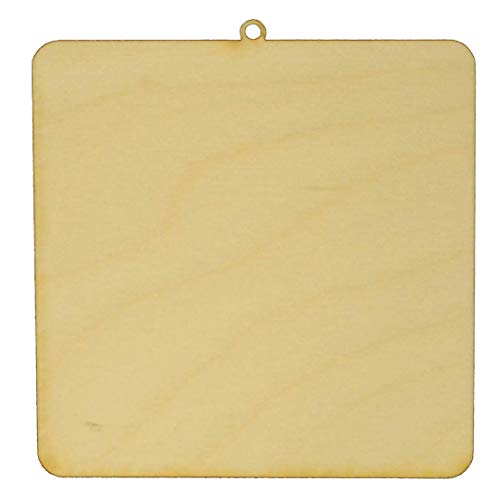 Unfinished Square Wood Ornament Available in a Variety of Sizes and Thicknesses (1/4" Thickness, Small 4" x 4.185" (Package of 10)) - WoodArtSupply