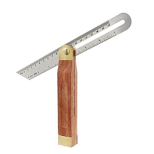 Aracombie Adjustable T-Bevel Gauge with Locking Button,T Bevel Sliding Angle Guage,Carpenter Square Measurement Tool Hardwood Handle with Metric and Aracombie