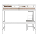 Hillsdale Caspian White Twin Loft Bed with Built-In Desk for Kids Hillsdale