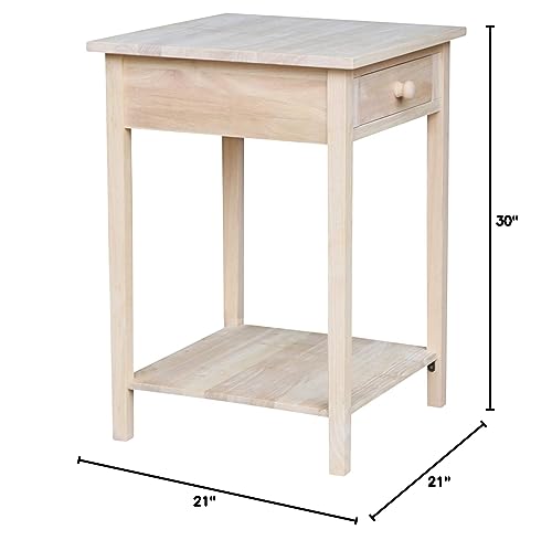 International Concepts Hampton Bedside Table Unfinished IC International Concepts