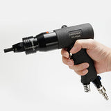 EROSHAK Pneumatic Rivet Nut Gun (10-24 & 1/4 & 5/16 & 3/8) Air Rivet Nut Pull Setter Tool with 4 Size Quick-Change Nose-Piece Assembly, 5pcs Mandrels EROSHAK