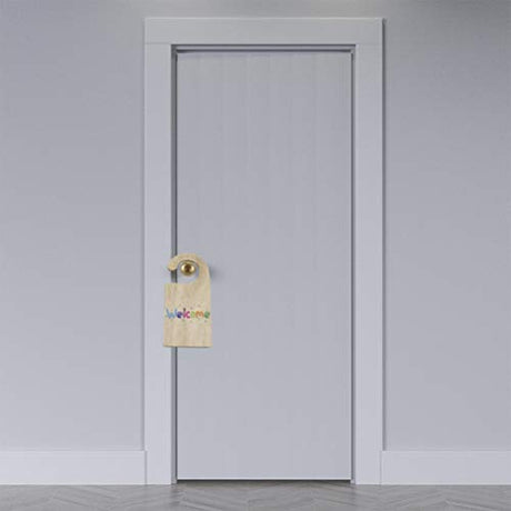 JANOU 6pcs Unfinished Wood Door Sign Blank Wooden Hanger Plaque DIY Craft Project Message Notes Memo Board Door Knob Sign JANOU