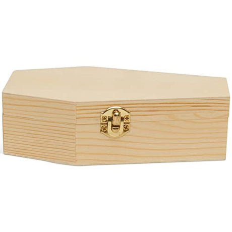 Woodpeckers Small Halloween Coffin Box, 9 Inch, Pack of 2, Unfinished Wood, Use As Halloween Décor and Halloween Crafts, Pet Casket Woodpeckers