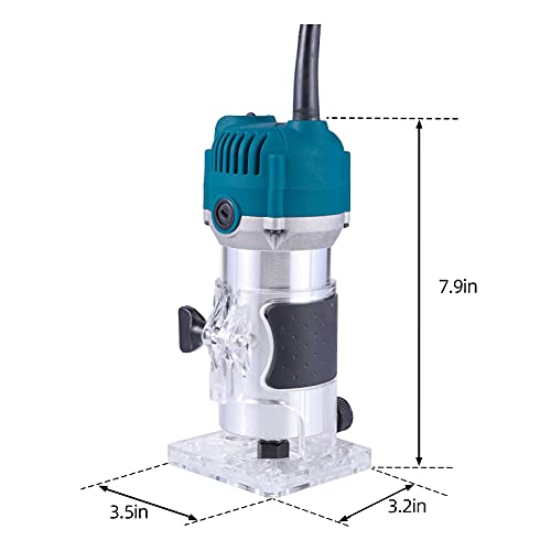 Wood Router,Router Tool Wood Trimmer Router Electric Hand Trimmer Laminate Milling Engraving Hand Machine Joiner Tool Electric for Slotting Trimming QDCITT