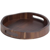 YZIAQLBTF Acacia Wood Serving Tray with Handles, Round-12.6inch Perfect for Breakfast, Lunch, Dinner, Food Snacks Drinks for Coffee Table,Decorative YZIAQLBF